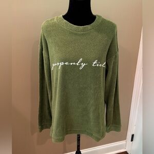 Men’s PROPERLY TIED Olive green Rag Crew sweatshirt- Size large